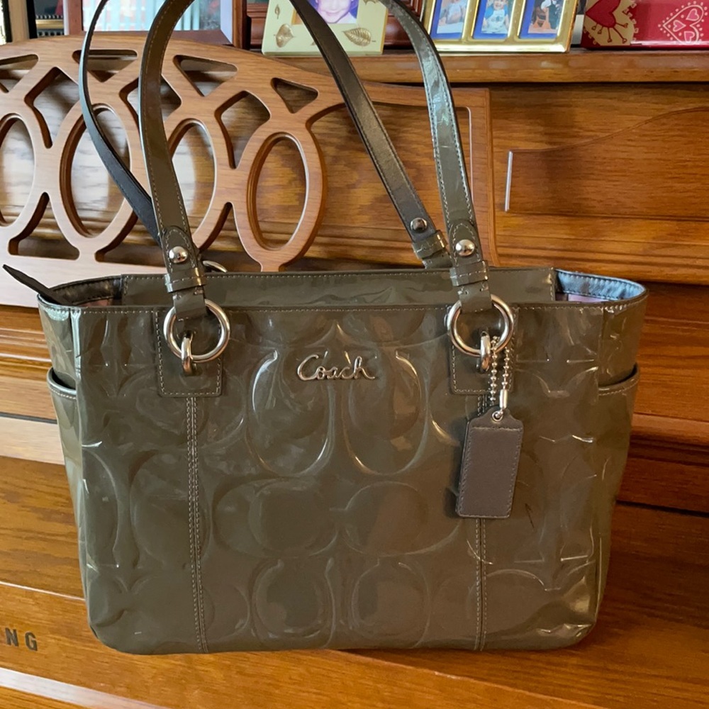 Gray Coach Leather Tote